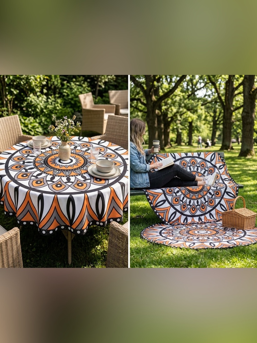 NWT GoldyiTS 60" Round Mandala Boho Tablecloth / Picnic Cover